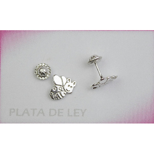 Pendiente plata ROSCA forma ABEJA