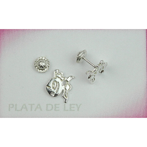 Pendiente plata ROSCA forma PEZ