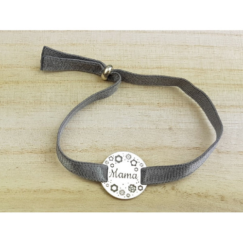 Pulsera cinta gris chapa 15mm grabada